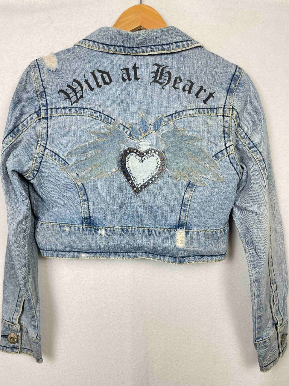 Vintage Z Cavaricci Denim Cropped Distressed Jacket Womens Size L